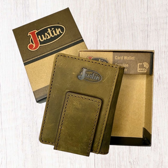 Justin Boots Needlepoint Card Wallet With Money Clip - Picture 4 of 5